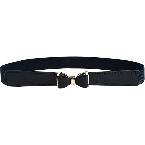 uxcell Skinny Waist Belt Metal Bow-knot No Buckle Thin Belt