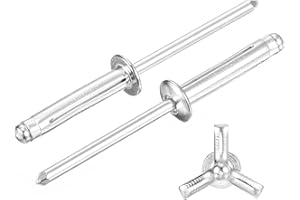 uxcell 100Pcs 5/32"x3/4" Aluminum Round Head Tri Grip Rivets, Tri Grip Rivets Assortment Bulb Style Rivets for DIY, Sheet Met