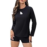 ALLTOKE Womens Long Sleeve Two Piece Rash Guard with Built in Bra Swim Shirts with Shorts UPF50+ Quick Dry Swimsuit