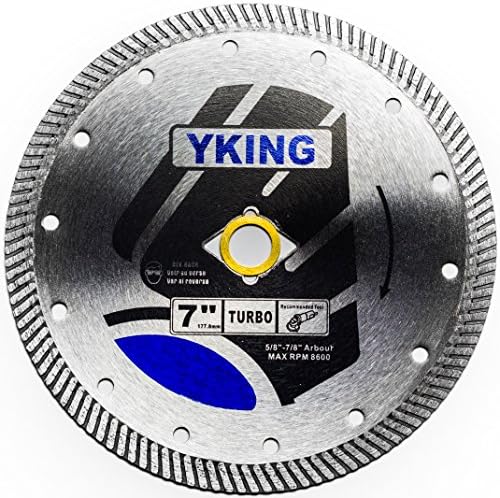 YKing Tool 7" Turbo Rim Diamond Saw Blade for Brick, Block, Tile, Concrete, and Stone