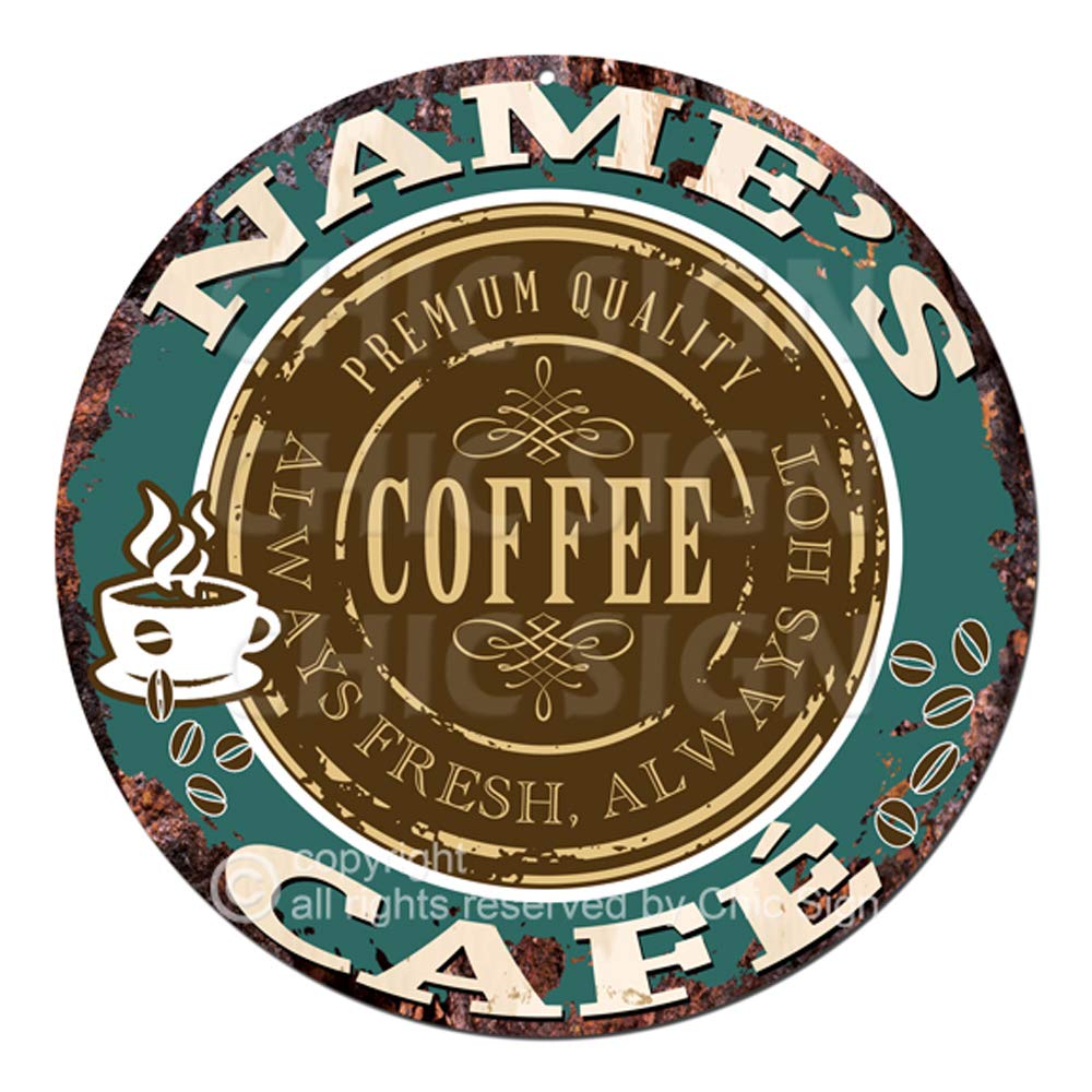 Any Name's Any Text Coffee Cafe Custom Personalized Chic Tin Sign Rustic Shabby Vintage Style Retro Kitchen Bar Pub Coffee Shop Man cave Decor Mother's Day Father's Day Housewarming Gift Ideas