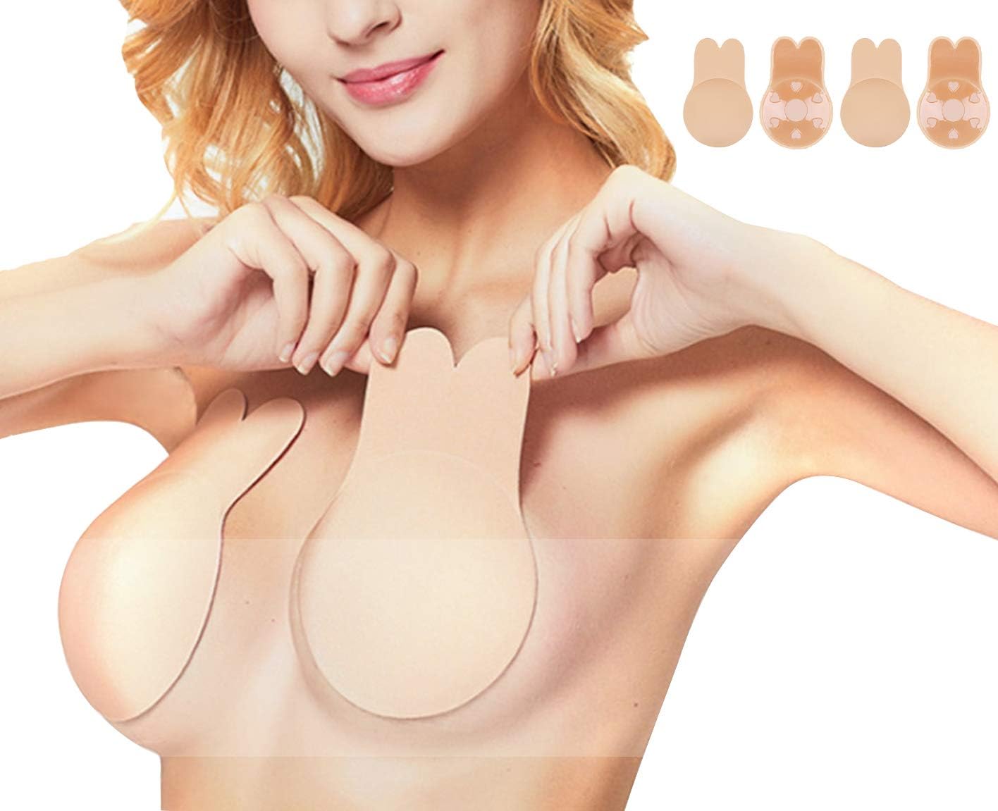 YouGa Silicone Pasties Breast Lift - Womens Cover Bra Invisible Adhesive Bra, Reusable Lifting Bra Cups Breathable Nipple Cover For Girls Ladies