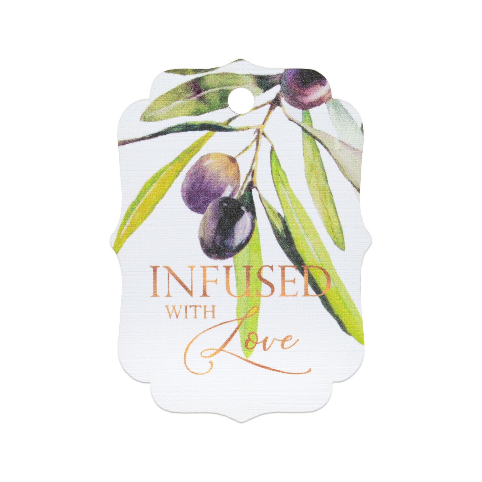 Summer-Ray 50pcs Watercolour Olive Twig Infused with Love Gift Tags Olive Our Love and Thanks Greek Wedding (White, Little Violin)