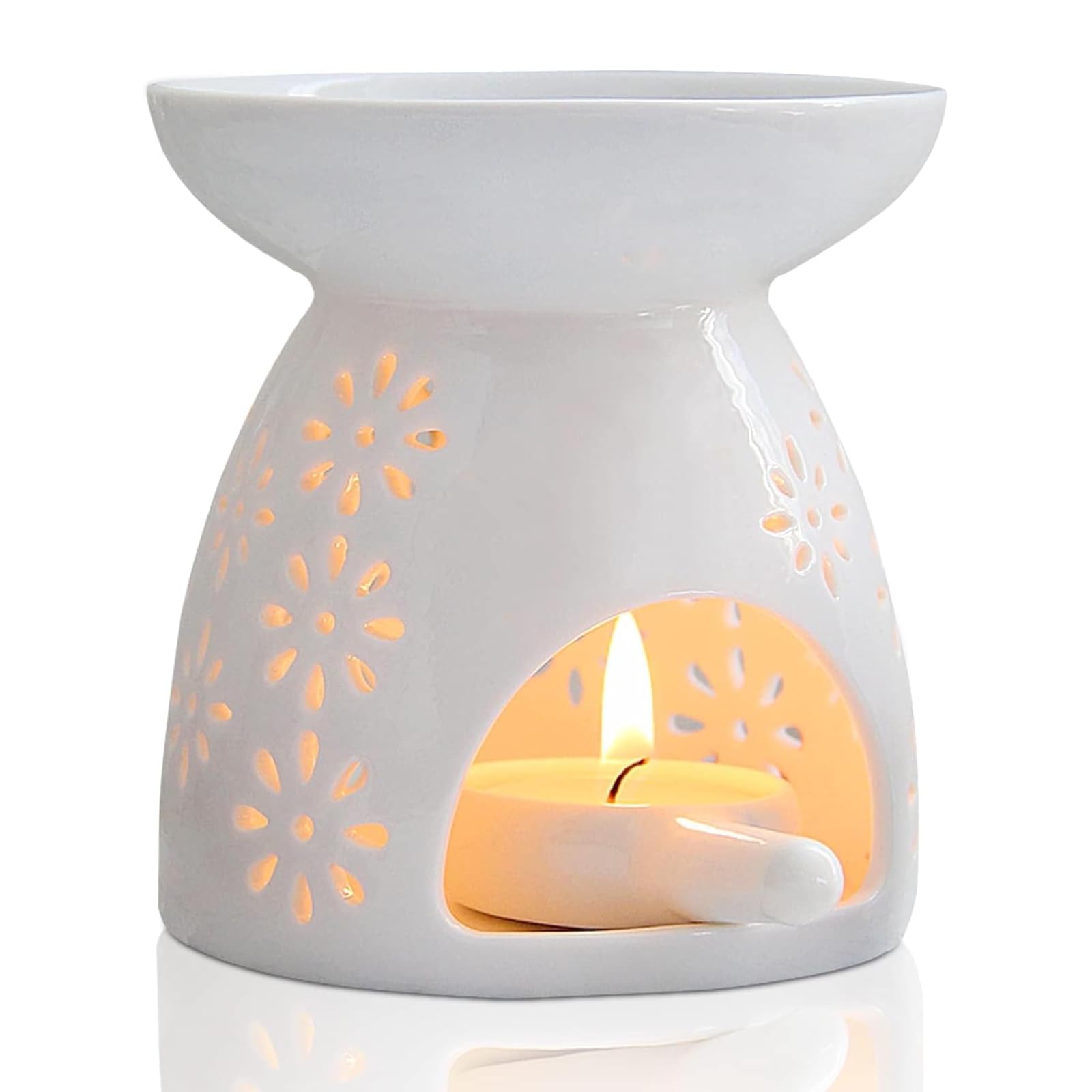 Candeon Night Fragrance Night Fragrance Lamp Ceramic Oil Furnace Candle Incense Aromatherapy Stove(flowers)