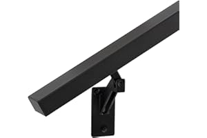QDMXJF 10FT Matte Black Handrails Kit for Indoor Outdoor Stairs，Modern Aluminum Handrail Set,2" X1" Grab bar,Adjustable 304 Stainless Steel Brackets Included，Rust Free