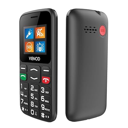Mobiltelefon Senioren-Handy mit großen Tasten und ohne Vertrag, 1,77-Zoll-Display Mit Notruf-Knopf und Taschenlampe von VIENO
