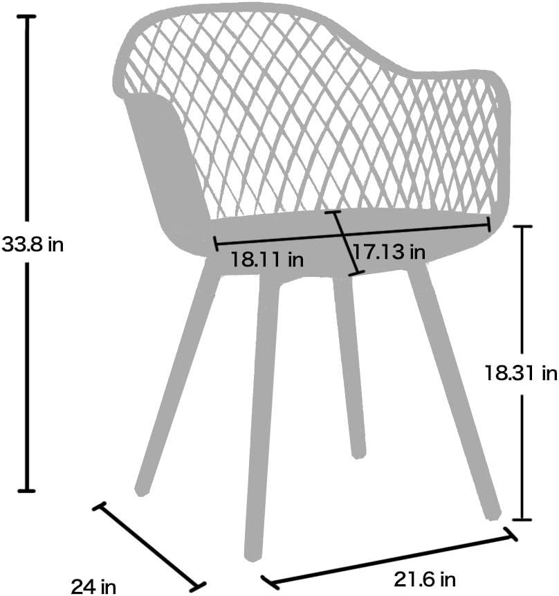 CangLong Modern w/Natural Wood Legs Easily Assemble Mid Century Molded Plastic Shell Arm Hollow Out Chair for Living, Bedroom, Kitchen, Dining, Waiting Room, White - Chairs