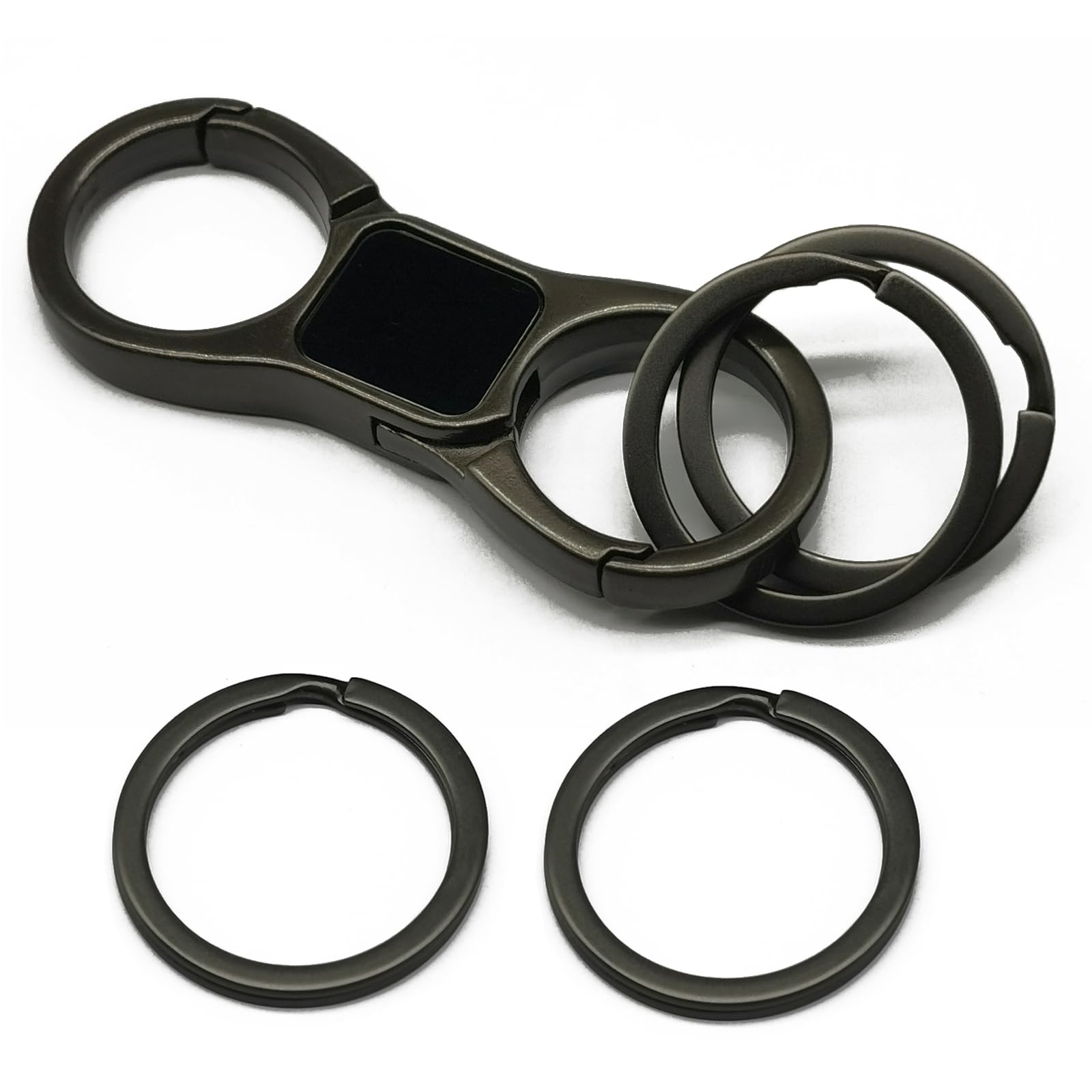 Lancher Key Chain Double Key Clip Quick Release (2 Extra Key Rings and Gift Box) Car Keychain for Man and Women-Black