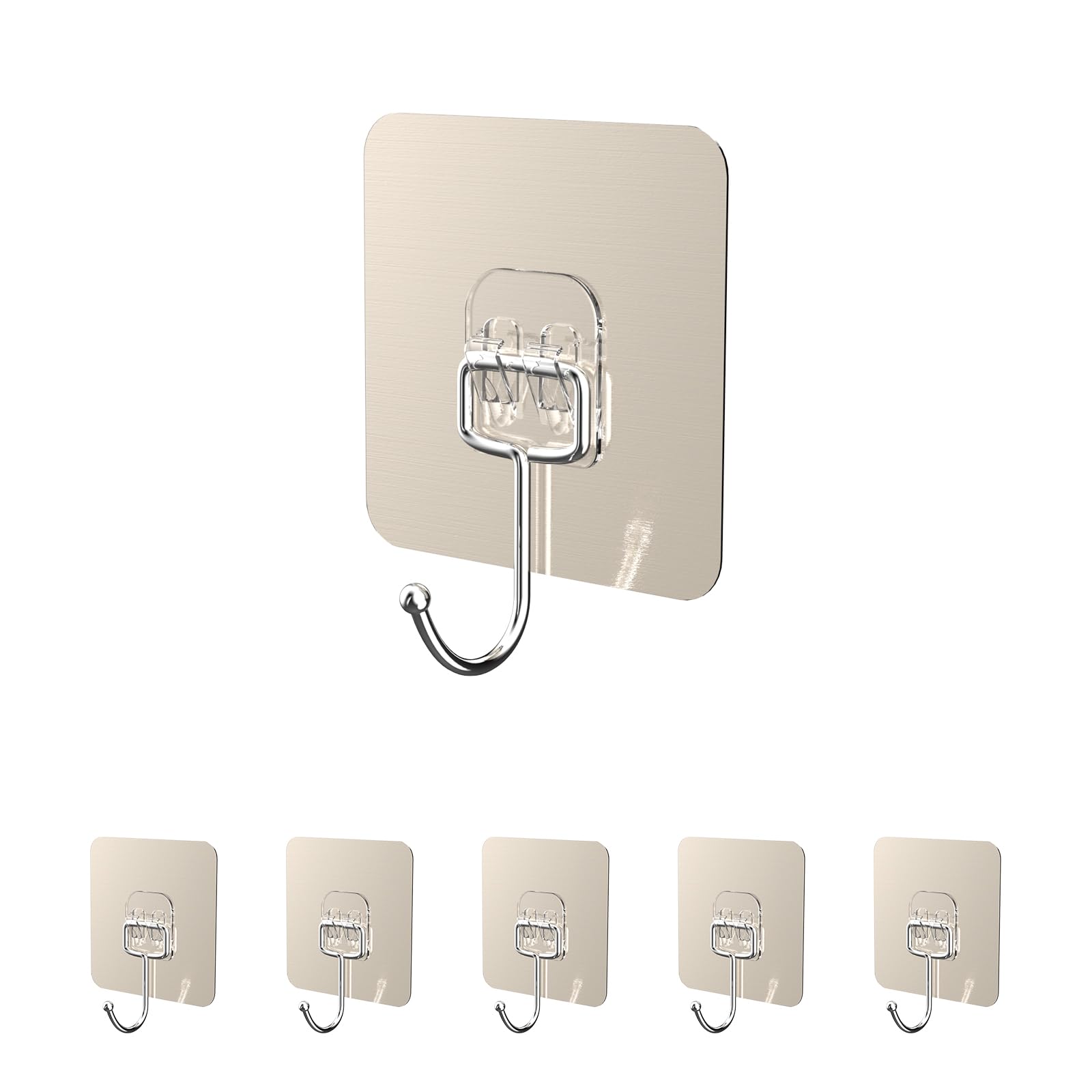 Photo 1 of 5-Pack Adhesive Lid Holder Hooks Compatible with Caraway Pan, Wall Hangers Without Nails, Self Adhesive Hooks Heavy Duty, Self-Adhesive Traceless Clear, Multiple Uses for Bathroom, Kitchen and Office