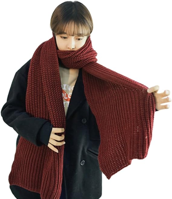 Amazon Baoxinjp メンズ レディース スカーフ ストール 可愛い 人気 マフラー スヌード ファッション 無地 ニット カップル スカーフ 厚手 ユニセックス ネックウォーマー レッド ネックウォーマー 通販