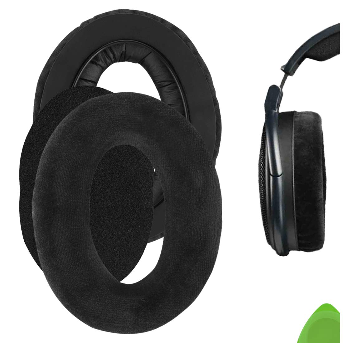 Geekria Comfort Velour Replacement Ear Pads for Sennheiser HD 525/535/ 545/565/ 580/600/ 650/660 S/ 660S2/ 6XX/ 58X Headphones, Ear Cushions with Video Guide (Black)