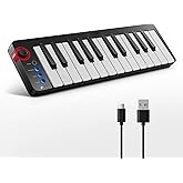 Donner Mini MIDI Keyboard N-25, 25 Key MIDI Controller Gifts for Beginners with Velocity-Sensitive Mini Keys Light-up Rocker Music Production Software, Small USB Controlador with 40 Teaching Courses