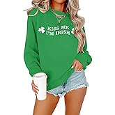 ALLTB St. Patrick's Day Sweatshirts Women Lucky Shamrock Graphic Long Sleeve Shirt Irish Festival Holiday Pullover Tops