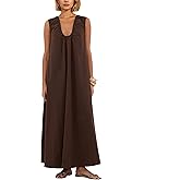 Ziesexy Flowy Maxi Dress for Women 2026 Sleeveless Summer Sundresses Resort Beach Casual Cotton Long Dress with Pockets
