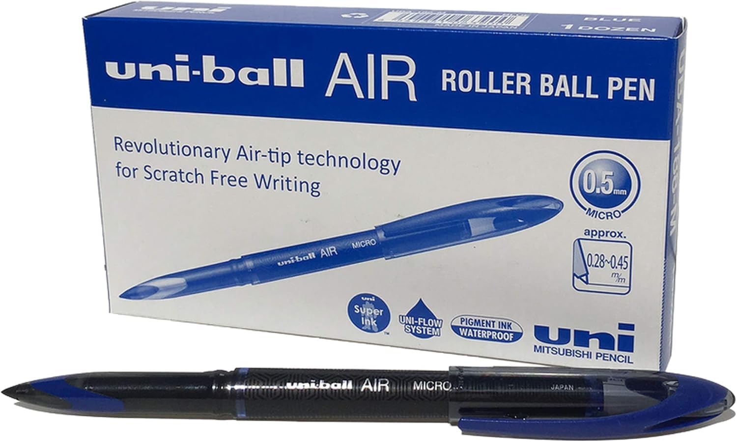 uni-ball - Air, Micro Nib, Blue Liquid Ink Rollerball Pens (12pc Set) - Smooth, Comfortable, Long Lasting, Japanese Quality, for School, Work, Office, Study, Teacher, Notes, Journal, Gift — image 1