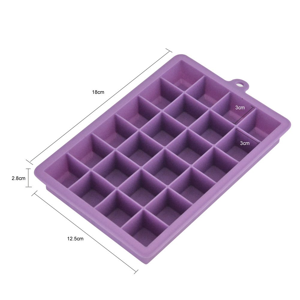 Ice Cube Trays,Guardians 24 Cube Food Grade Silicone Ice Tray Molds Easy Release Ice Jelly Pudding Maker Mold (Light Purple-2 Pack)