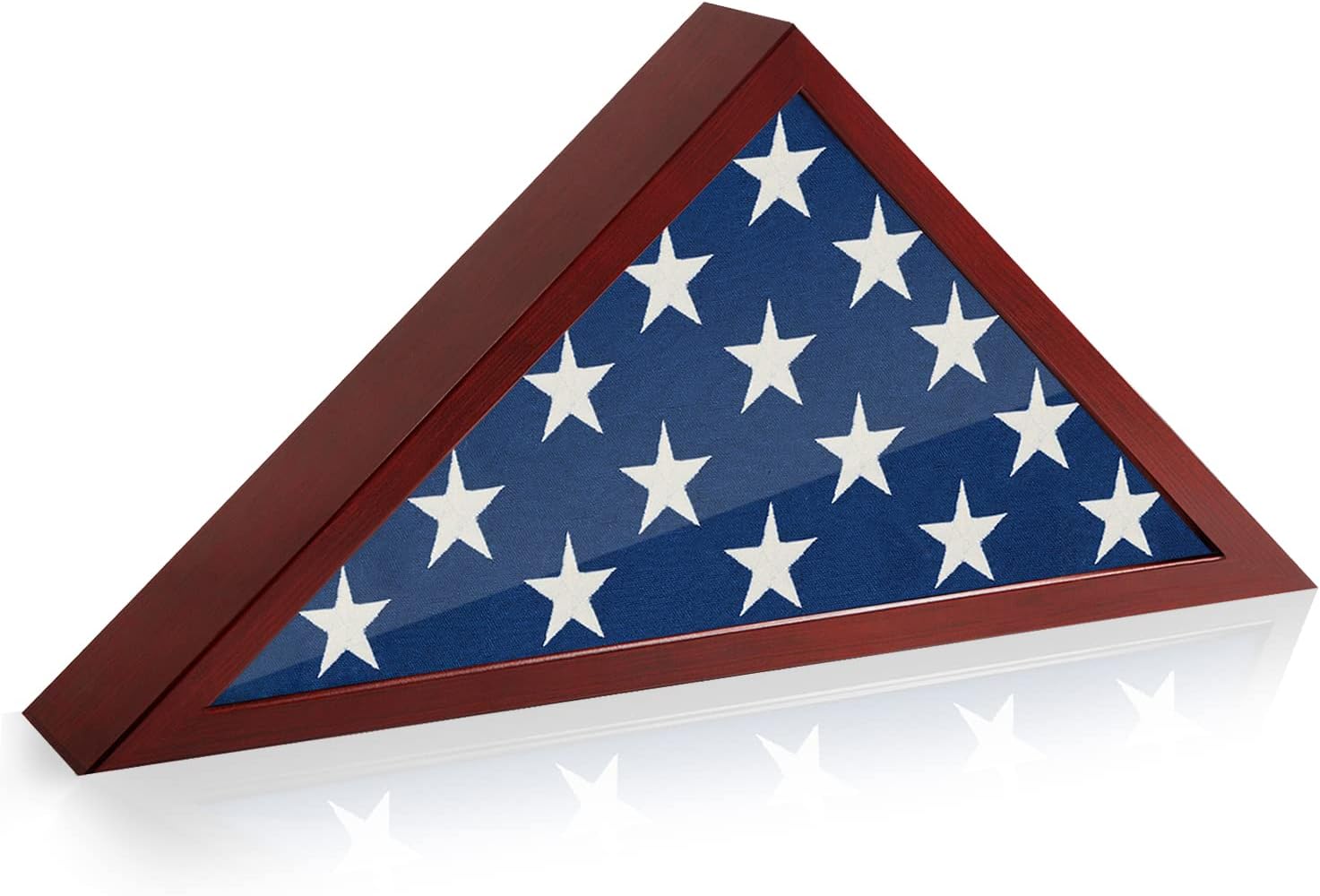 Photo Albums, Frames & Accessories - Americanflat Large Flag Box Display Case for Burial Flag - Fits a Folded 5' x 9.5' Flag Military Flag Display Case - Triangle Flag Holder with Wall Mount and Polished Plexiglass Front (Mahogany),Brown