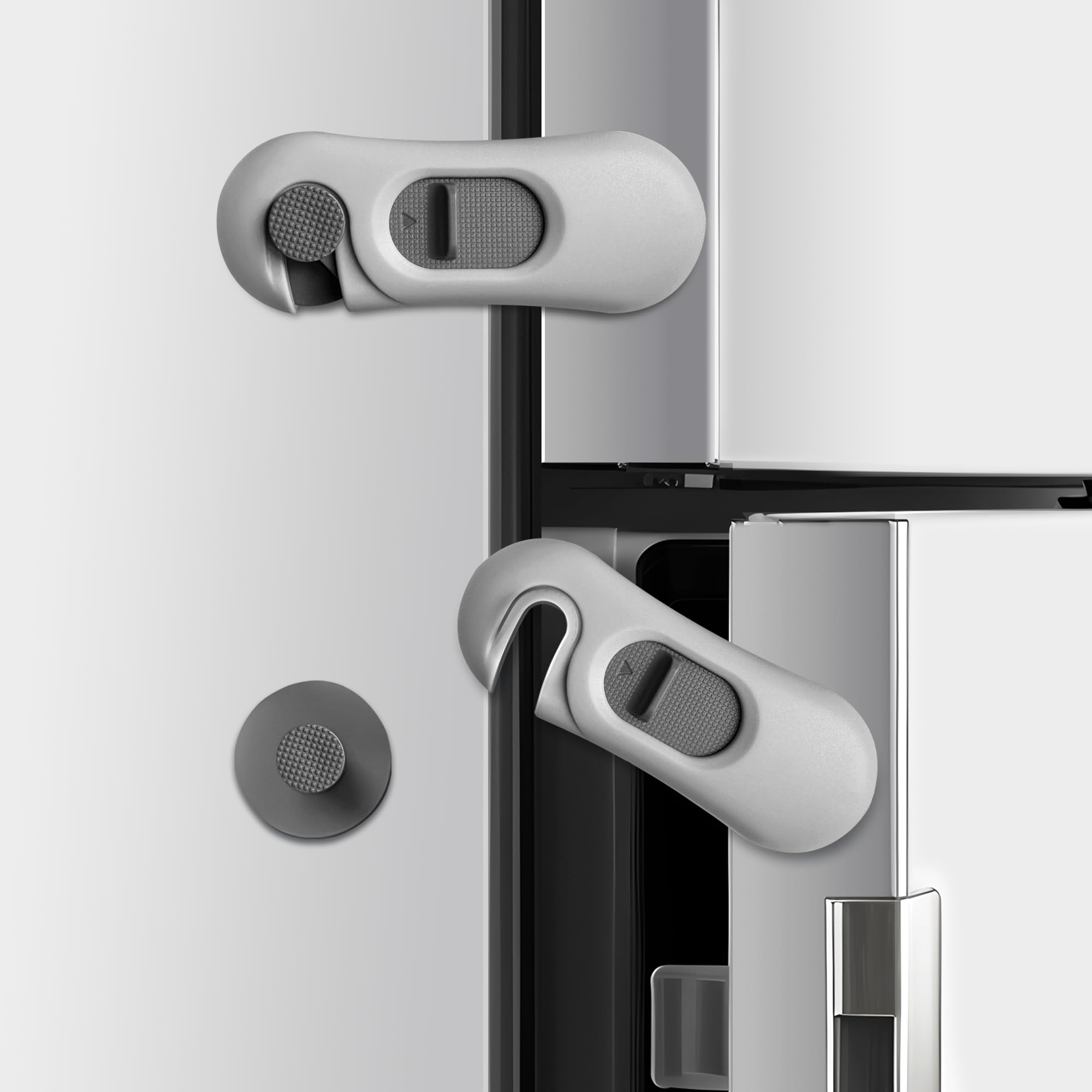 Photo 1 of **Only 4** 5-Pack Child Proof Refrigerator Lock with 3M Adhesive, Baby Child Safety Cabinet Locks, Kids Safety Fridge Locks for Oven Drawers Freezer Door Latches- Grey