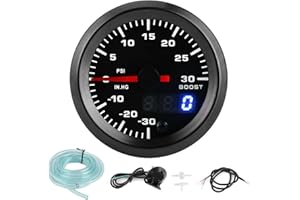 Akozon 2in 52mm Universal 7 Colors LED Turbo Boost Meter, PSI Pressure Gauge Digital Display Pointer
