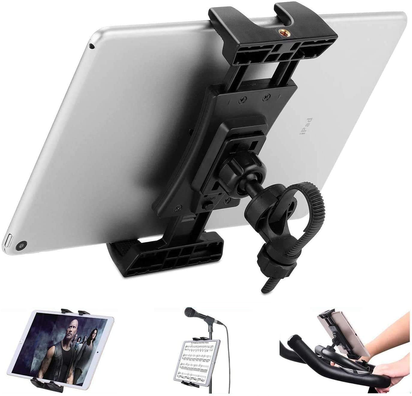 NUOMIC Portable Mic Stand Tablet Holder, Universal iPad Music Stand Mount Compatible with iPad Mini Air Pro 4.7-12.9 inch