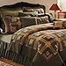 VHC Brands Tea Cabin Queen Quilt 94Wx94L Log Cabin Country Rustic Lodge Design, Moss Green and Deep Red