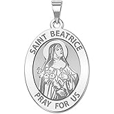 PicturesOnGold.com Saint Beatrice Oval Religious Medal - 2/3 X 3/4 Inch Size of Nickel, Sterling Silver
