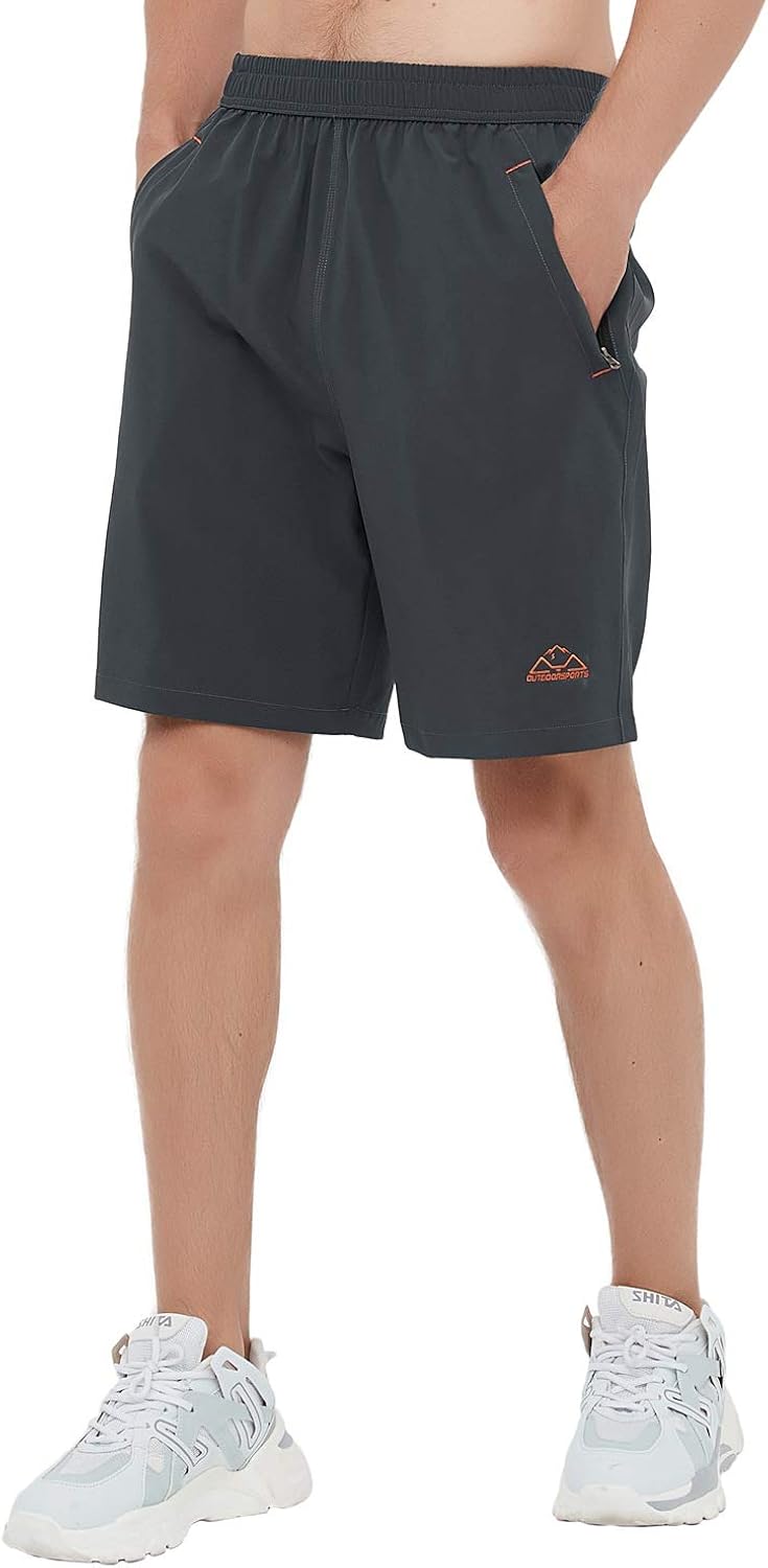 Rdruko Men's Quick Dry Hiking Shorts Lightweight Running Workout Gym Active Shorts with Zipper Pockets: Clothing