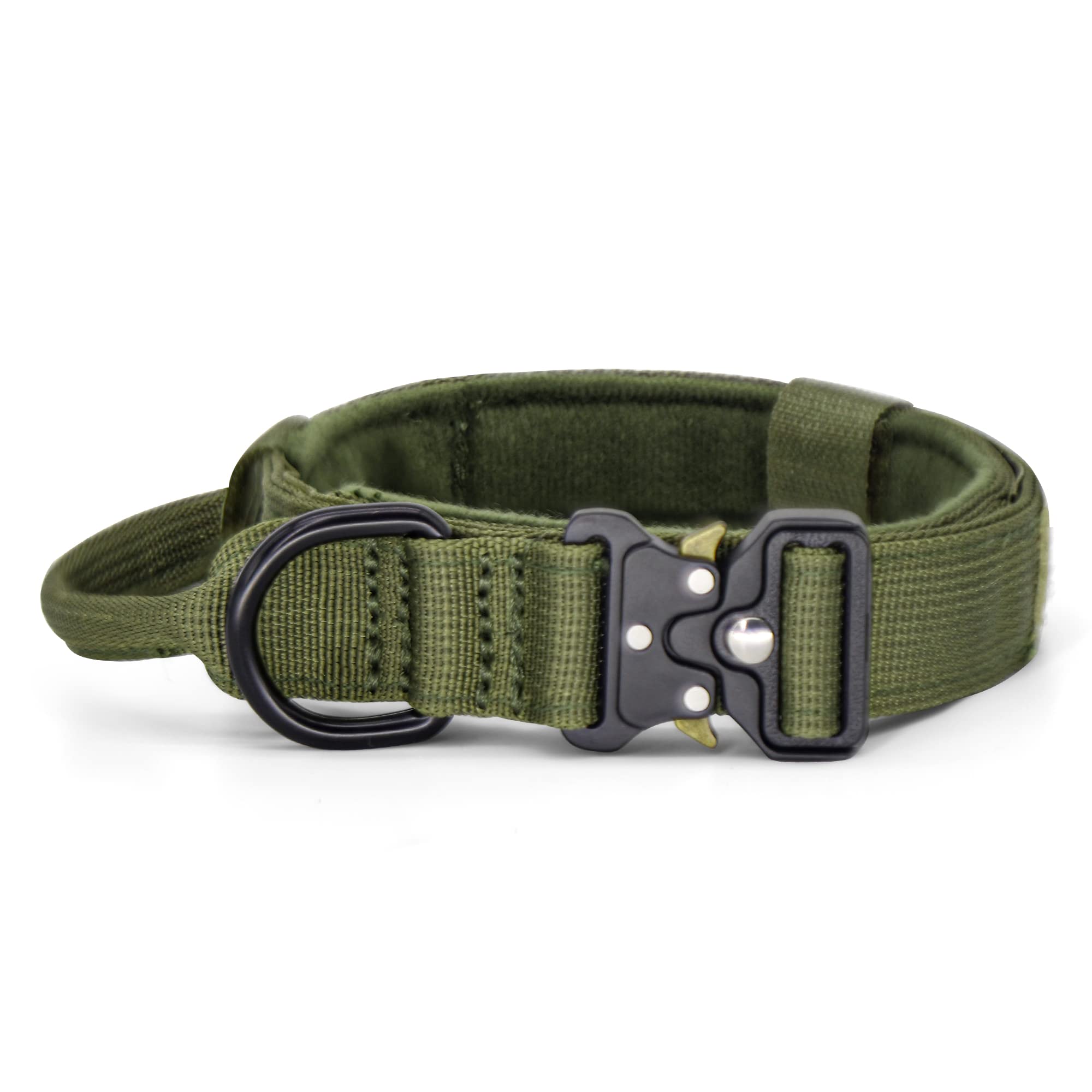 YoothBro Puppy 1 Inch Tactical Dog Collar, K9 Military Nylon Collar with Heavy Duty Metal Buckle for Medium Large Dogs Green, S