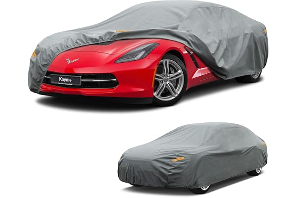 Kayme Heavy Duty Car Cover Custom Fit for Chevrolet Chevy Corvette (C3 C4 C5 C6 C7 C8 1968-2026) Waterproof All Weather, Outd