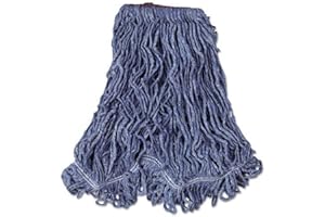 Rubbermaid Commercial Products Super Stitch Blend Mop Head Replacement, 1-Inch Headband, Blue, Heavy Duty Industrial Wet Mop For Floor Cleaning Office/School/Stadium/Lobby/Restaurant