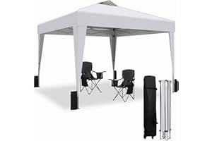 SANWAY 10x10 Pop Up Canopy Tent, One-Button Instant Setup, Easy Outdoor Sun Shade for Events, Gazebo with Silver Coated Top for Camping, Parties, Beach Tent- Silver White