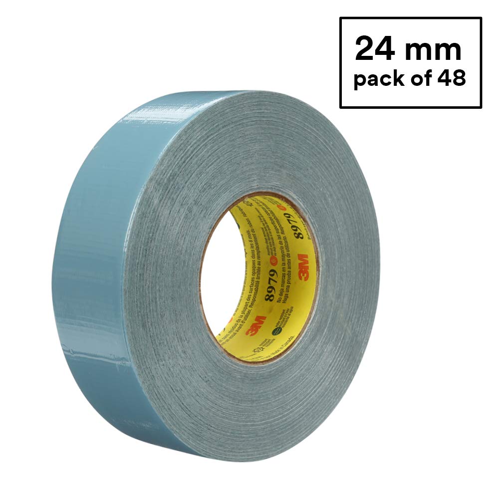 3M 8979 Performance Plus Duct Tape, Slate Blue, 24 mm x 54.8 m x 12.1 mil – High Performance Duct Tape for Splicing/Taping Insulation, Capping Pipe, Temporary Repair and More, Case of 48