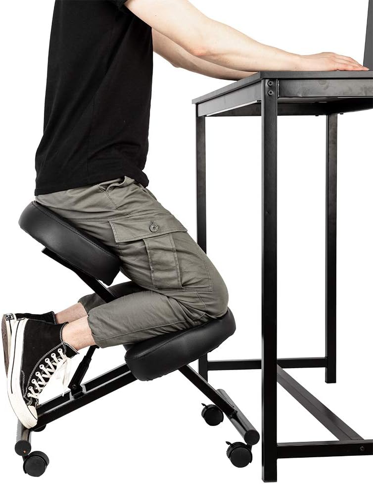 sddfor Ergonomic Kneeling Chair, Adjustable Kneeling Stool, Posture Correcting for Bad Backs, Neck Pain, Spine Tension Relief