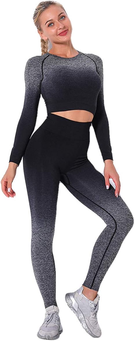 Conjunto de yoga de manga larga para mujer, ropa de entrenamiento
