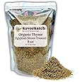SavorSatch Organic Thyme Leaf Whole - 8oz Resealable Pouch | Non-GMO, USDA Certified Organic, Certified Kosher | Bulk Pack of Dried Thyme Leaves | Product of Egypt | For Restaurants Commercial Kitchens Cooking Enthusiasts Bulk Ingredients - 8 Ounce (Pack of 1)