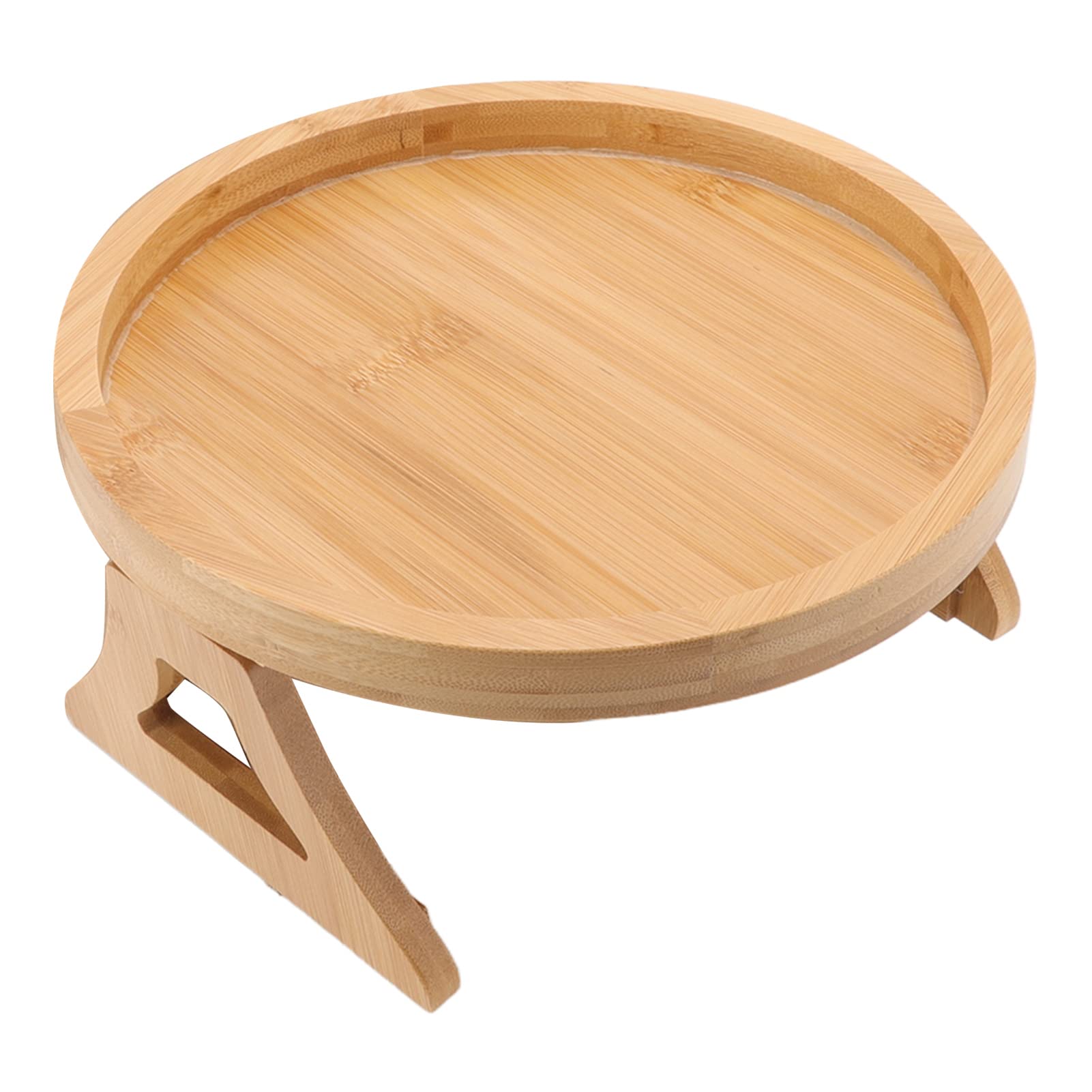 Jeanoko Sofa Tray, Wood Texture Armrest Couch Clip On Tray Portable TV Table and Side Tables Round Couch Arm Tray for Eating Drinks Snacks Remote Control 9.65x9.65x4.72in