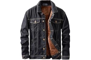 ebossy Men's Sherpa Denim Trucker Jacket Thermal Fleece Lined Jean Jacket