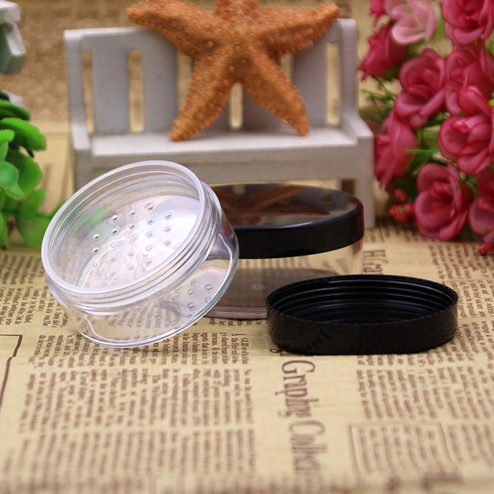 10Pcs Plastic Empty Loose Powder Jar Puff Container Sifter Box Cosmetic Case (30g)
