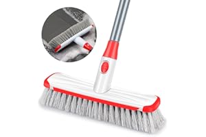 ILAVCOOL Scrub Brush Floor Brush with Long Handle, Deck Brush Floor Scrubber 2 in 1 Scrape Brush Stiff Bristle Shower Brush Scrubbing Brush Cleaning Brush for Bathroom, Kitchen, Tub, Carpet, Grout, Tile