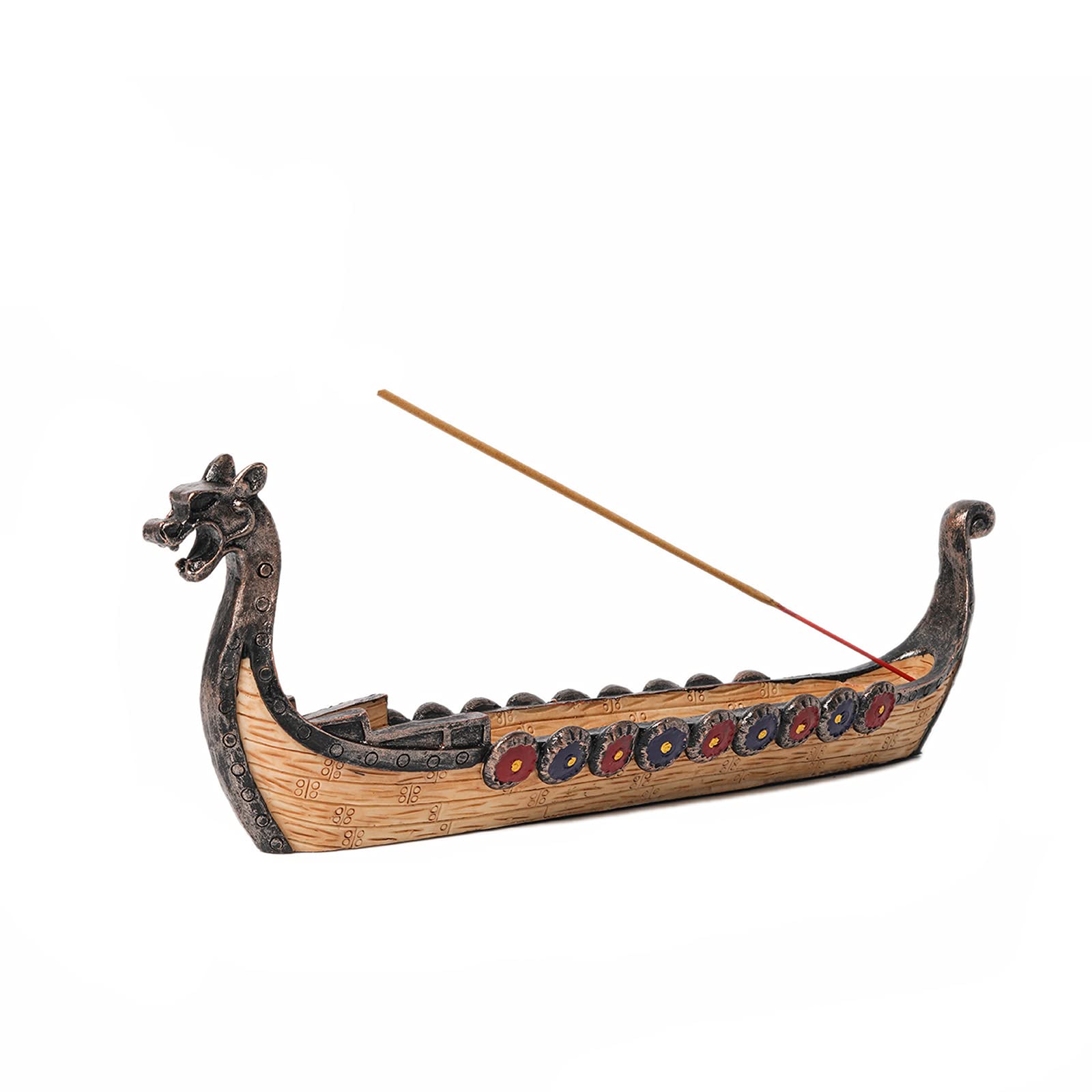 REOVE Dragon Boat Incense Stick Burner Resin Viking Ships Stick Incense Holder Hand Carved Carving Censer Retro Ships Ornament Incense Burners Traditional Design Handicraft,Viking Gifts for Men
