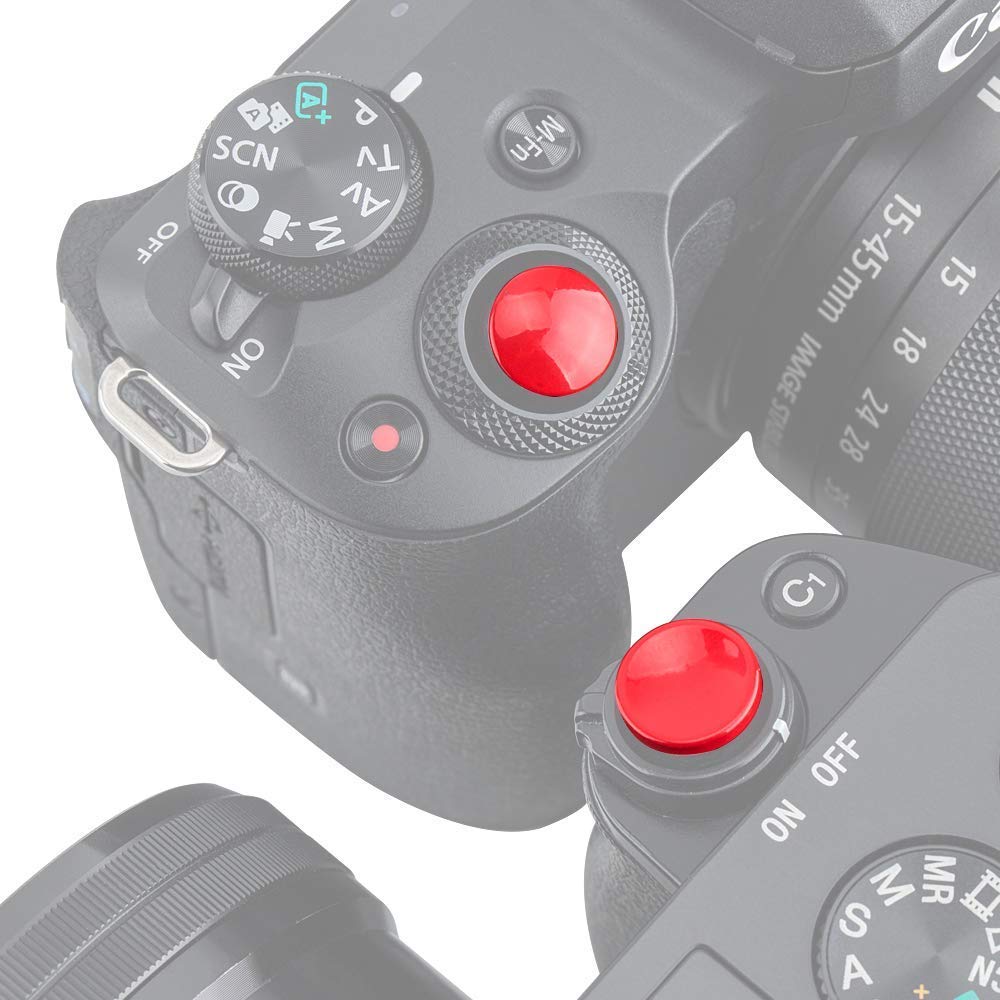 Non-screwed Type Soft Release Button for Sony A7M5 ZV-10II A6700 A6500 A6400 A6300 A6000 RX100 Series Camera with Flat Shutter Button (Convex & Concave Bright Red Kit)