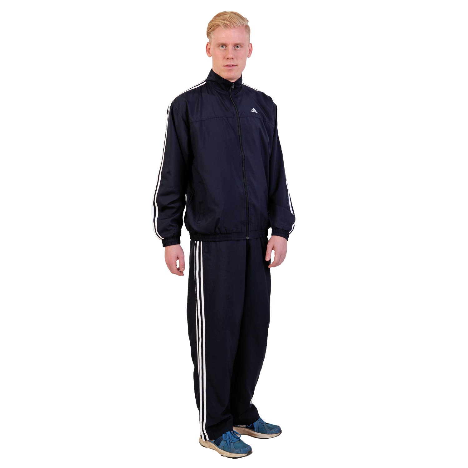 adidas navy polyester tracksuit