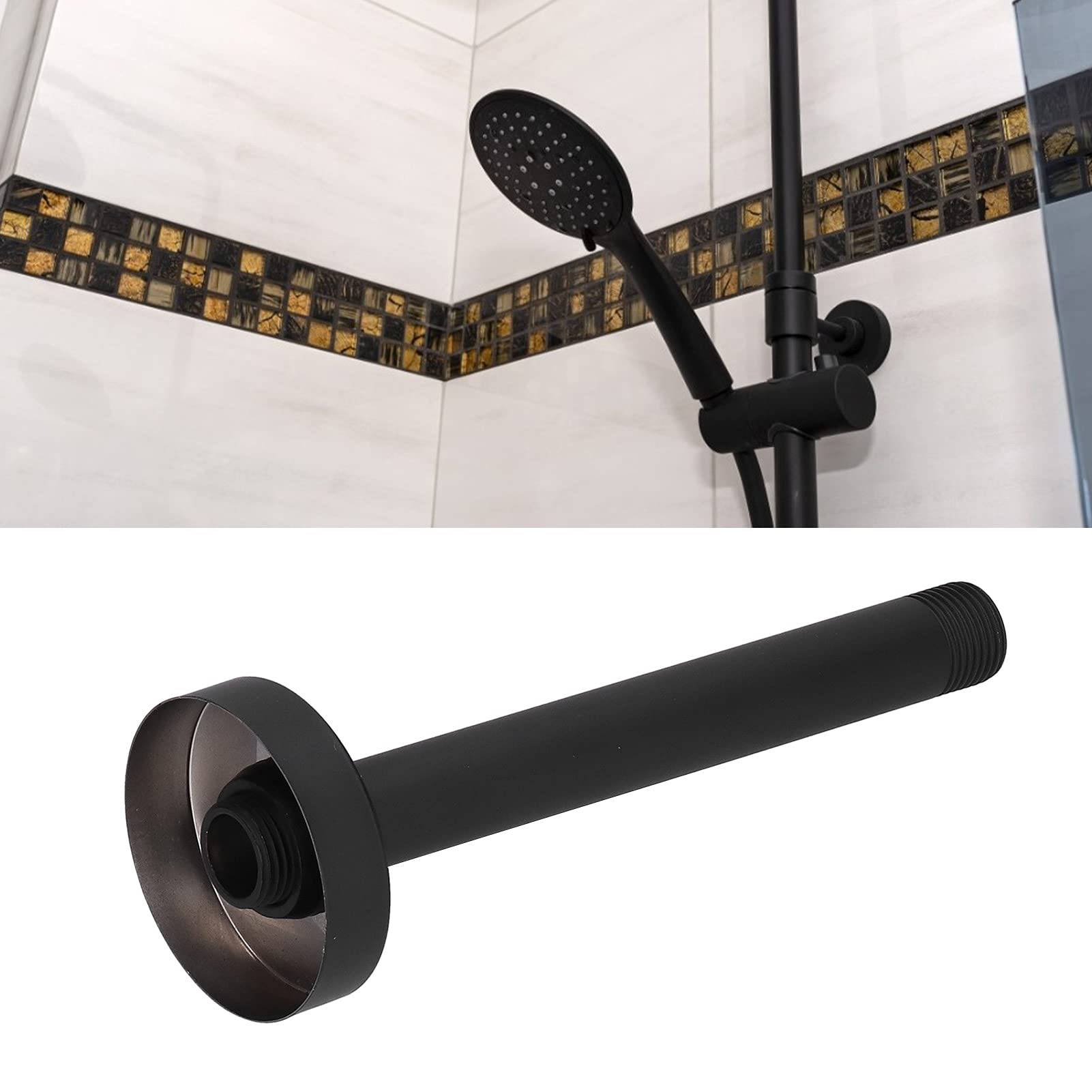 EVTSCAN NPT 20MM Shower Arm 6 Inch Concealed Wall Mounted Black Shower Head Extension Arm for Bathroom
