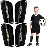 Kids Soccer Shin Guards 2 Pairs Slip-in Youth Shin Pads for Boys Girls, Lightweight PP+EVA Soccer Protective Gear Fits with Shin Guard Sleeves(not Included), Toddler to Teen Sizes Multiple Colors
