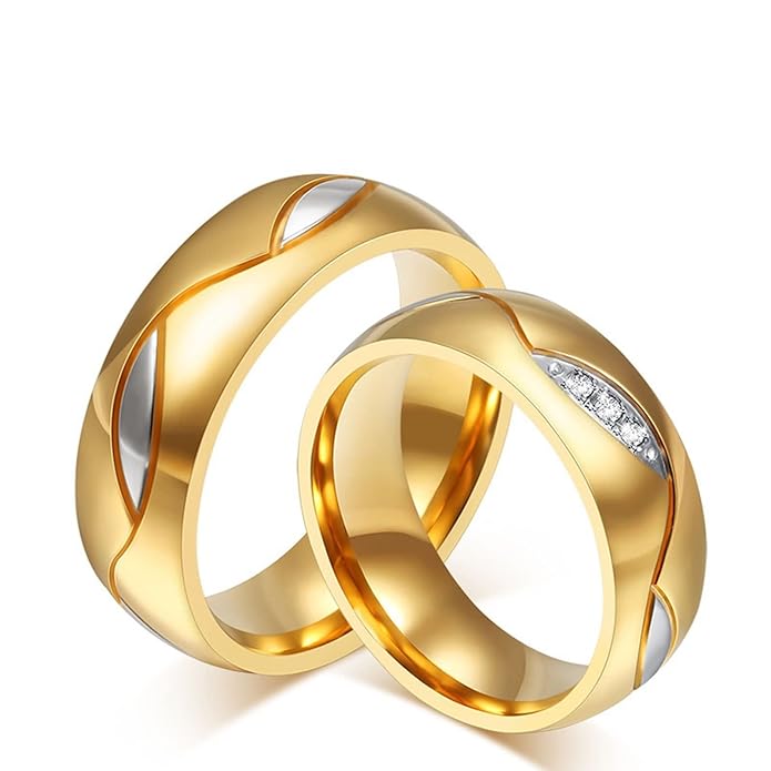 Blisfille Verlobungsring Gold Herren Ring Vergoldet Herren Damen Welle Twist Augen Zweigen Blätter Konkav Hoch Poliert Gewölb