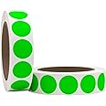 1" Neon Green Round Color Coding Circle Dot Labels on a Roll, Semi-Gloss, 2000 Stickers, 1000 Stickers per Roll, 1 inch Diame