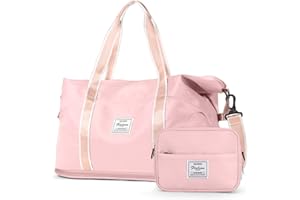 BOXSAM Travel Duffel Bag, Carry on Bag Shoulder Weekender Overnight Bag for Women with Trolley Sleeve,Sports Tote Gym Bag Pink.