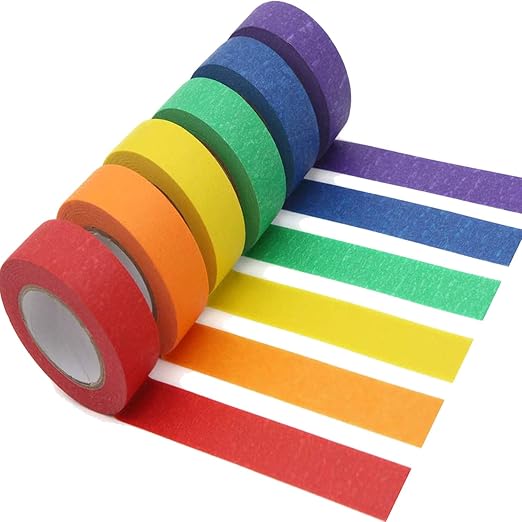 AUTENS Colored Masking Tape，6 Pack 1 Inch x 13 Yards (2.4cm X 12m