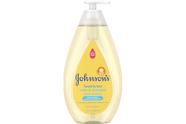 Johnson's Head-to-Toe Gentle Tear-Free Baby & Newborn Wash & Shampoo, Sulfate-, Paraben- Phthalate- & Dye-Free, Hypoallergenic Wash for Sensitive Skin & Hair, 27.1 fl. Oz