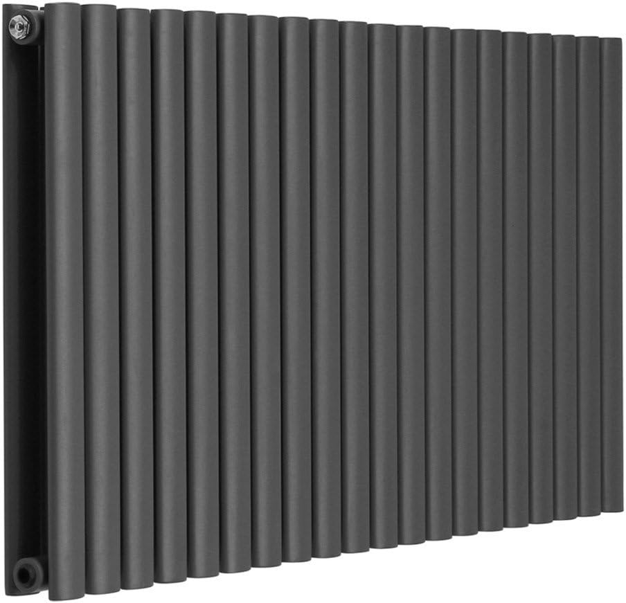 NRG Horizontal 600x1180mm Oval Column Double Panel Designer Radiator Bathroom Central Heating Anthracite